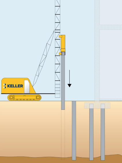 Keller rig installing driven precast piles