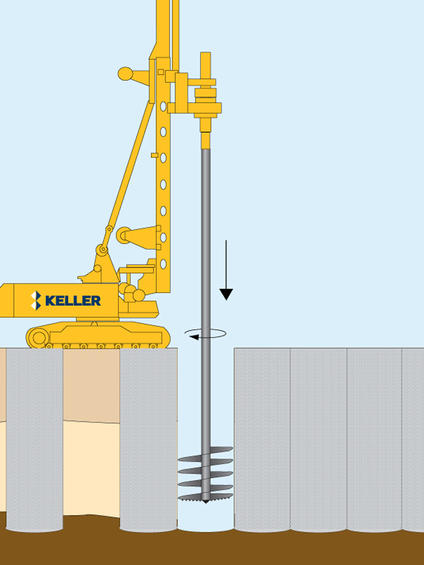 Keller rig installing secant pile walls